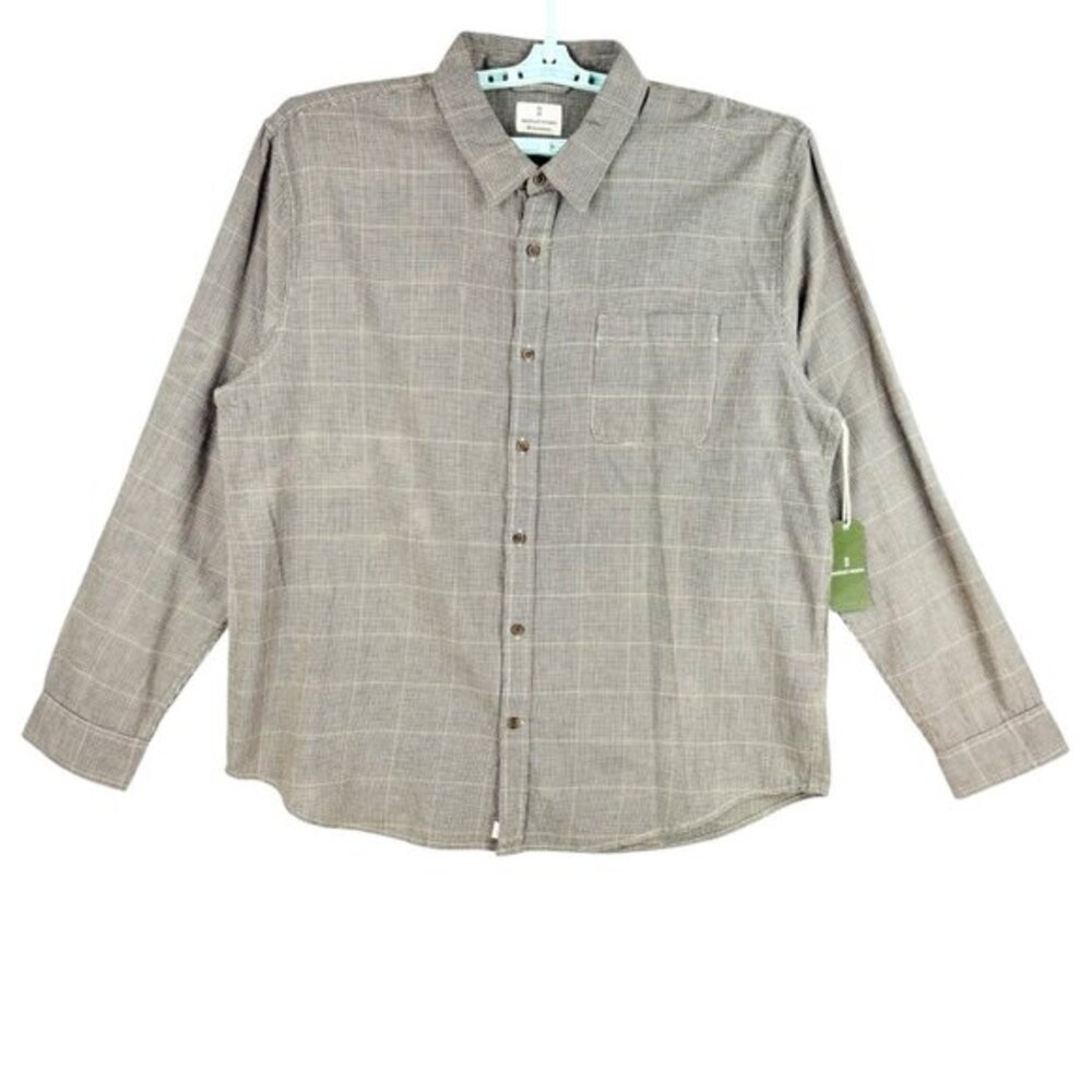 Mutual Weave Mens Long Sleeve Buttons Collared Flax Houndstooth Shirt Sz XXL NWT